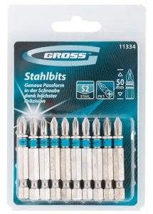 Набор бит PH1 50мм (10 шт.) сталь S2, GROSS