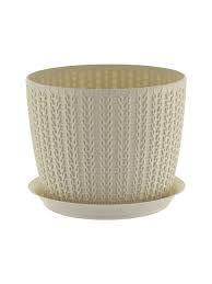 Кашпо Вязание D135мм 1,1л с поддоном М-Пластика