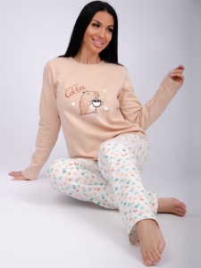 Пижама жен. (дж+брюки) Кофебара начес р.46 (ЧЗ)
