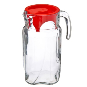 Кувшин стекло 1,7л Luna красная крышка 1/6