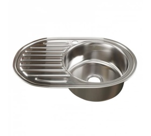 Мойка нерж врезная 77х50 ПРАВ (0,6х160) вып 3 1/2 с сиф без/гофры