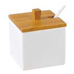 Банка фарфор 850 мл Naturel с бамбуковой крышкой,ложкой для сыпучих продуктов 1/24