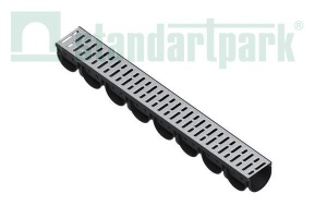 Лоток водоотводный пластиковый со стальной оцинкованной решеткой S'park3  ЛВ-10.14.10-ПП