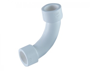 Угольник полипропиленовый (ПП) плавноизогнутый 90х25 мм  