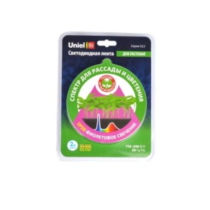 Светодиодная лента ULS-P77-2835-42LED 2м,спектр д/рассады,цветения,адаптер 18Вт 