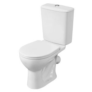 Унитаз-компакт Орион, косой выпуск, нижняя подводка, кнопка, белый