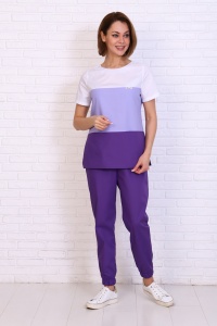 Костюм мед. жен.мод.193ТСК цв.т.чернил./сирен./бел, тиси  р.50/164(ЧЗ)    