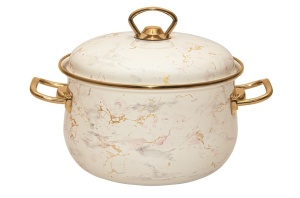 Кастрюля эмалированная 3,0 л RASHEL Мрамор кремовый