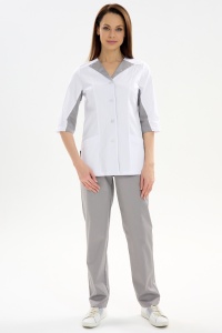Костюм мед. жен.мод.229ТСА цв.белый/серый  р.50/164(ЧЗ)    