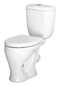 Унитаз-компакт Воротынский, косой выпуск, нижняя подводка, кнопка, белый