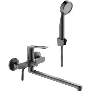 Смеситель д/ванны АНТЕЙ рыч. изл. L-300мм,Цвет серый матовый Базальт