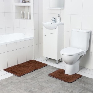 Набор ковриков для ванны и туалета ПУШИСТИК 38х49 см/49х79 см 2 шт корич