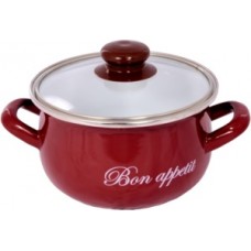 Кастрюля эмалированная 2,1л Бордо стеклянная крышка TM INTEROS 1/4