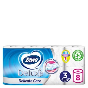 Бумага туалетная Zewa Delux 3слоя 8рулонов по 7шт