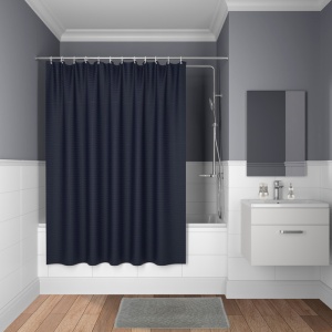 Штора для ванной полиэстер 180х200см IDDIS тёмно-синяя 1/1 без колец
